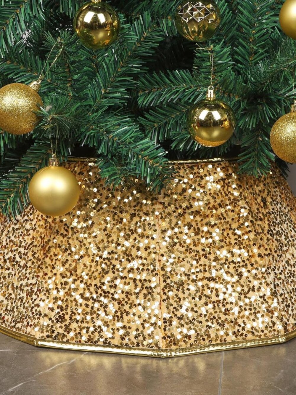 Christmas Tree Collar, Sequin Christmas Tree Skirt, Foldable Tree Ring, Xmas Tre